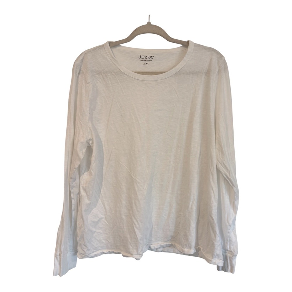 J.Crew Womens XXL White Vintage Cotton Long Sleeve Crewneck T-Shirt Re-Imagined